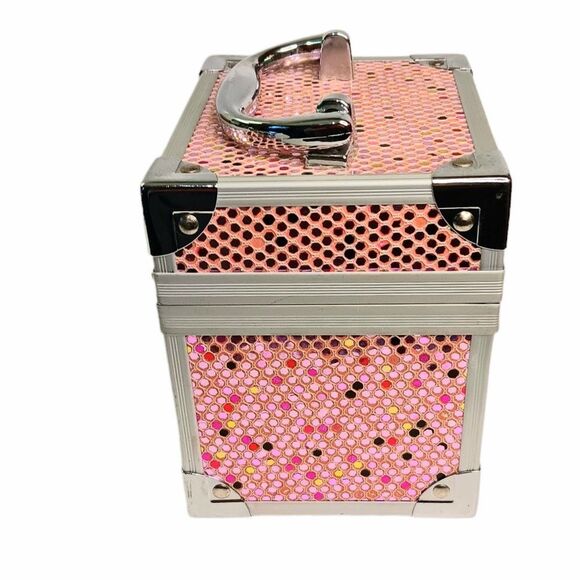 Caboodles Pink Sequin Mini Makeup Case Organizer 2012  Approximately 5" x 5" - Picture 6 of 11